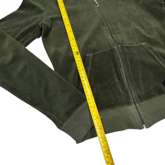 Vintage 2YK Juicy Couture Track Suit Top Sz.M Olive Green Velour Full Zip Pocket - Picture 5 of 10